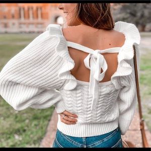 Ruffle back sweater // size small